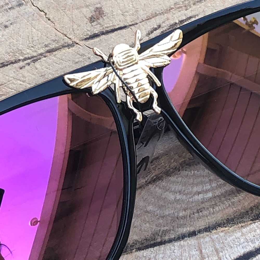 Oversized Mirrored Bee Sunnies Sunset Sunglasses - Picture 2 of 3